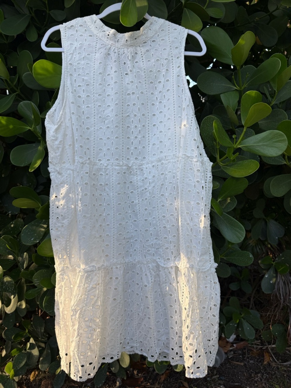 New With Tags White Eyelet Sleeveless Tiered Dress Mud Pie, Sz Large,Biles Dress